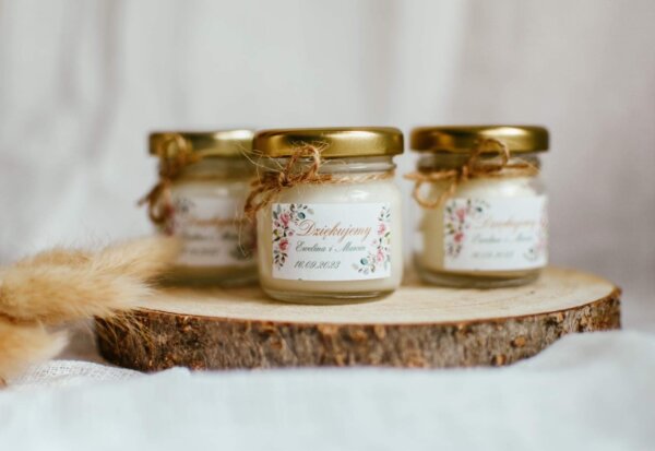 Świeca sojowa podziękowanie ślub, chrzest, babyshower