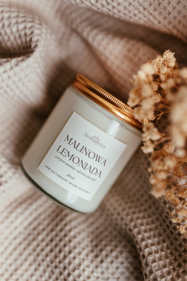 Świeca sojowa - malinowa lemoniada 250 ml - aromasoya
