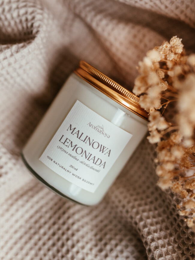 Świeca sojowa - malinowa lemoniada 250 ml - aromasoya